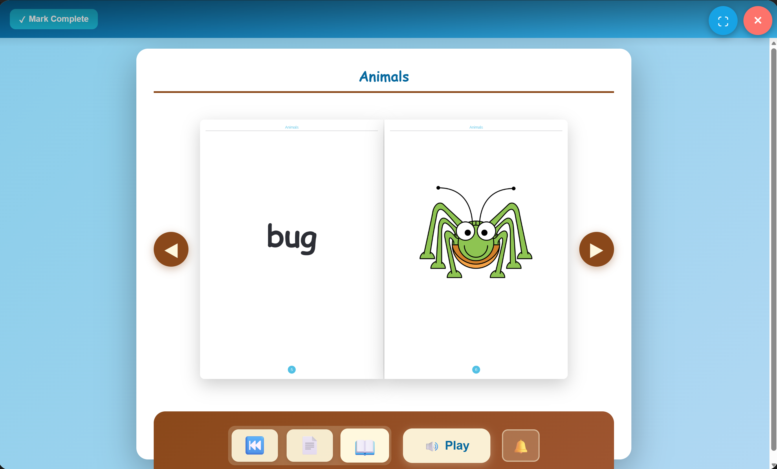 Interactive book reader with controls